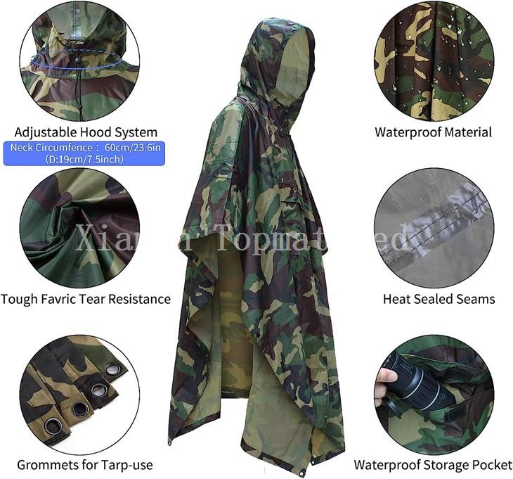 Wholesale Adult Camouflage Poncho Waterproof Rain Gear