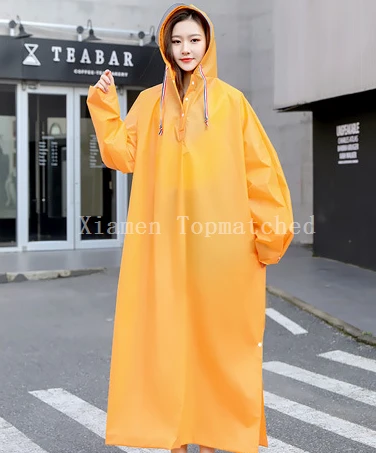 EVA Long Raincoat For Women With Brim Hood