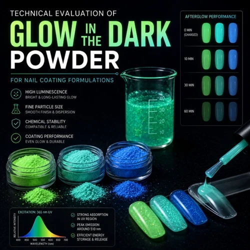Technical Evaluation of Glow in the Dark Powder for Nail Coating Formulations