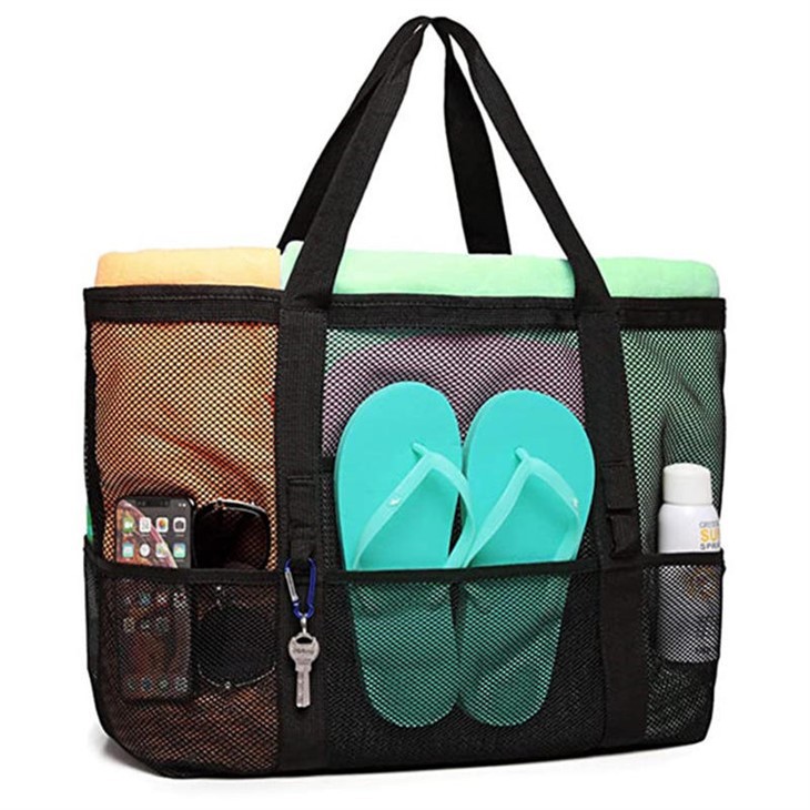 Large Mesh Beach Bag With Pockets