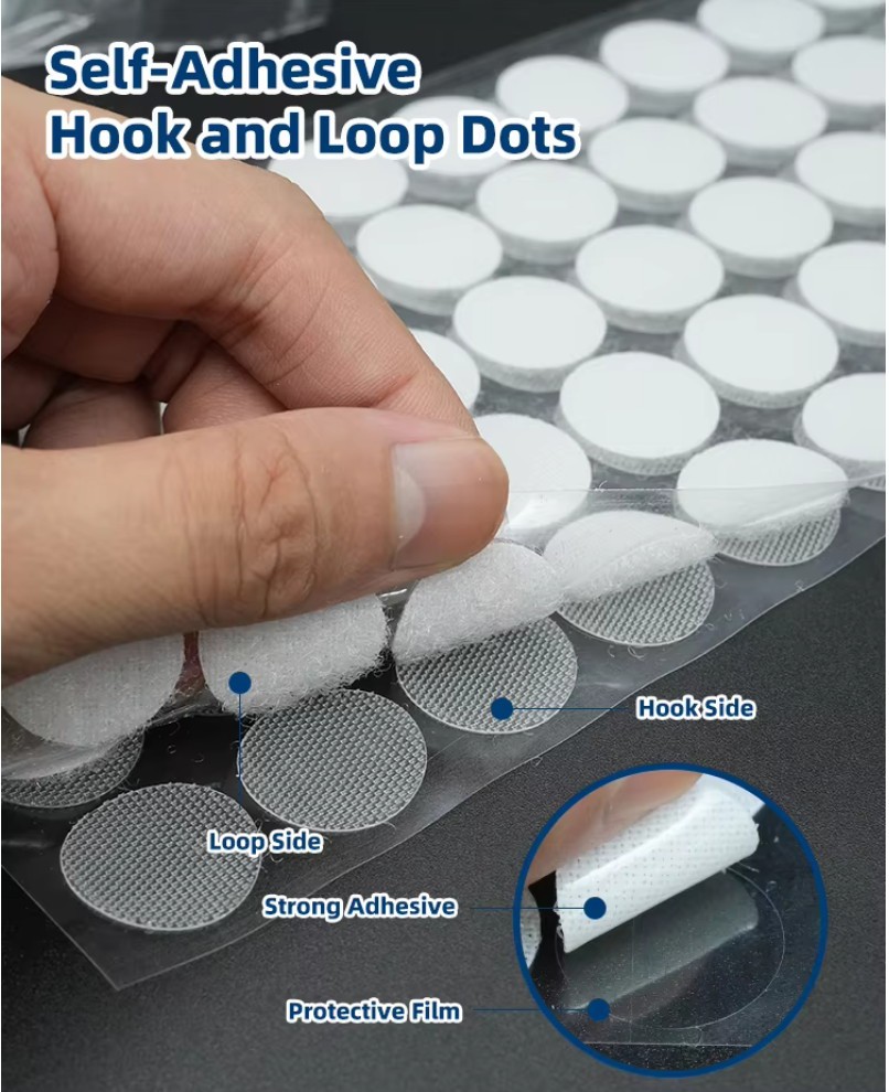 Polyester nylon sticky back hook and loop dots manufacturer China Polyester nylon sticky back hook and loop dots manufacturer China