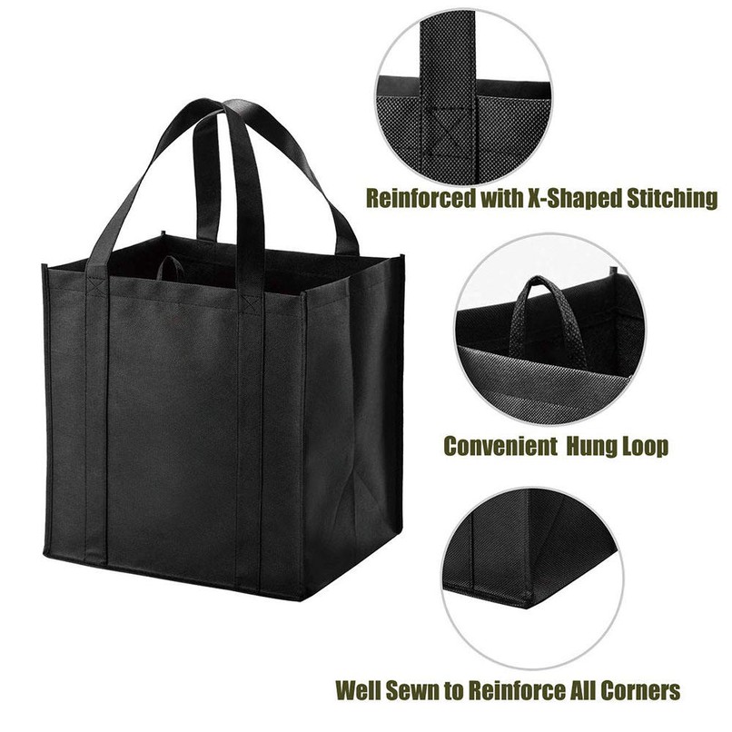 Non-woven reusable shopping bag with open top and reinforced handles Non-woven reusable shopping bag with open top and reinforced handles