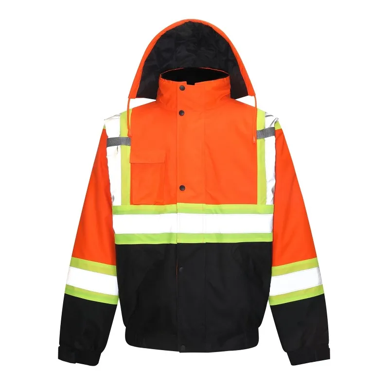 Reflective jacket with hi vis stripes for road construction and industrial workwear Reflective jacket with hi vis stripes for road construction and industrial workwear