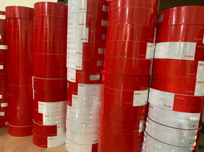 Truck reflective tape roll for trailer side marking and fleet vehicle conspicuity Truck reflective tape roll for trailer side marking and fleet vehicle conspicuity