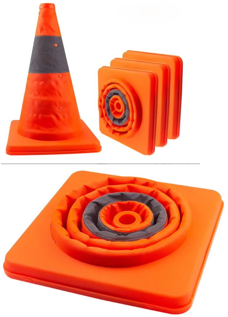 Pop up traffic cone with reflective band for highways parking lots and construction zones Pop up traffic cone with reflective band for highways parking lots and construction zones