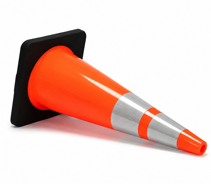 PVC traffic cone with high intensity prismatic reflective bands and heavy base PVC traffic cone with high intensity prismatic reflective bands and heavy base