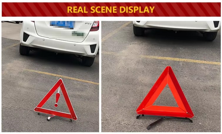 Roadside emergency warning triangle for car breakdown and collision warning Roadside emergency warning triangle for car breakdown and collision warning