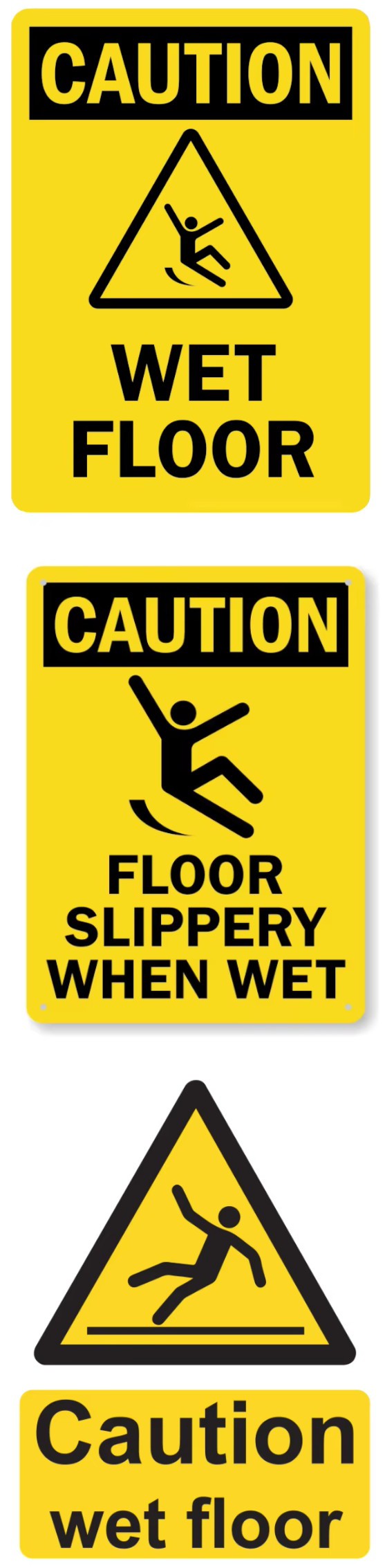 Caution wet floor sign with corrugated plastic panel and yellow A-frame stand Caution wet floor sign with corrugated plastic panel and yellow A-frame stand