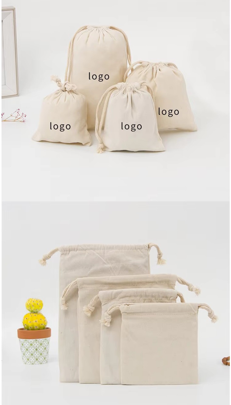 Custom drawstring calico bags wholesale with cotton canvas fabric and printed logo Custom drawstring calico bags wholesale with cotton canvas fabric and printed logo