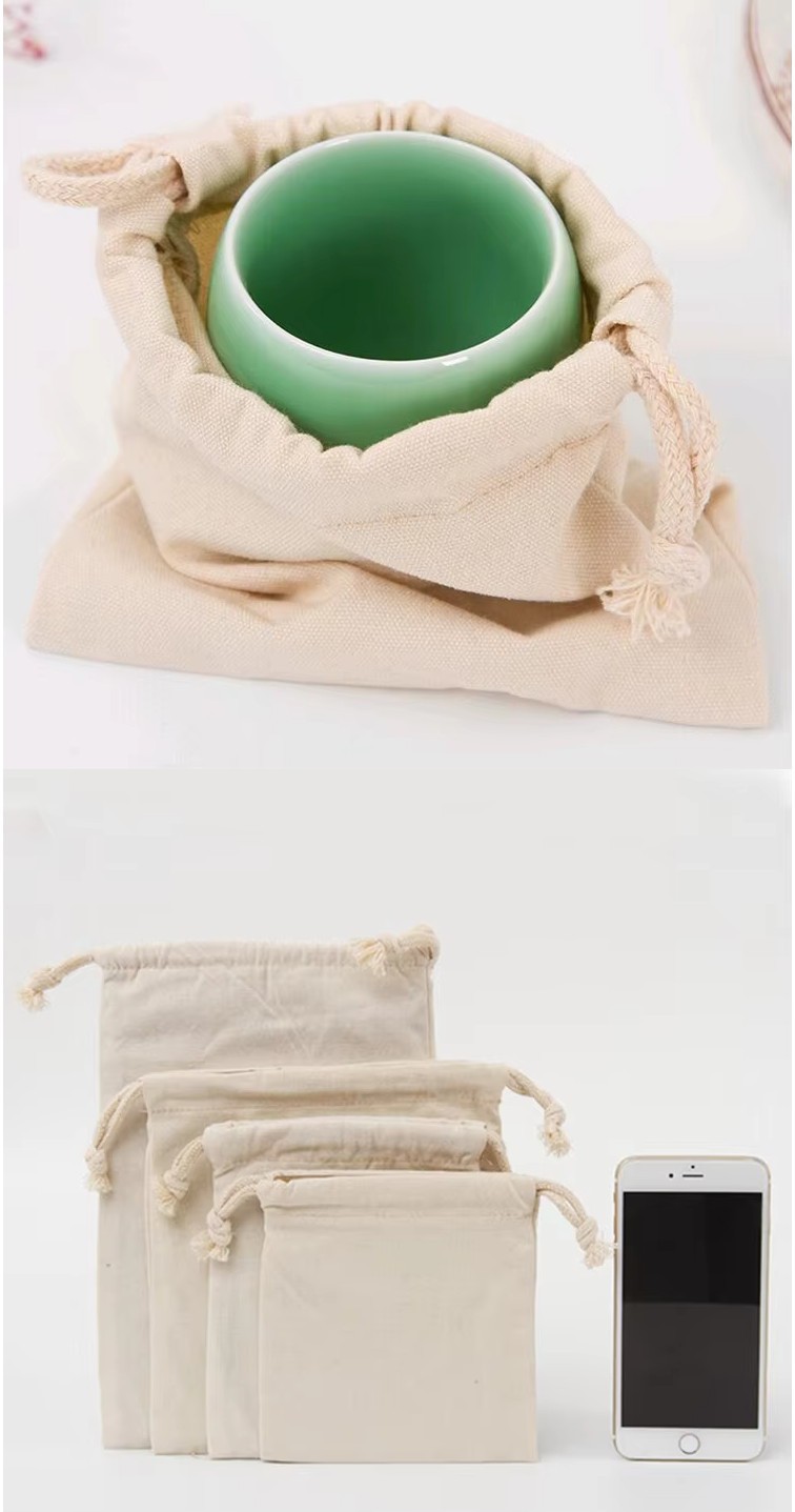 Cotton canvas drawstring bag manufacturer with silk screen logo printing and machine sewn closure Cotton canvas drawstring bag manufacturer with silk screen logo printing and machine sewn closure