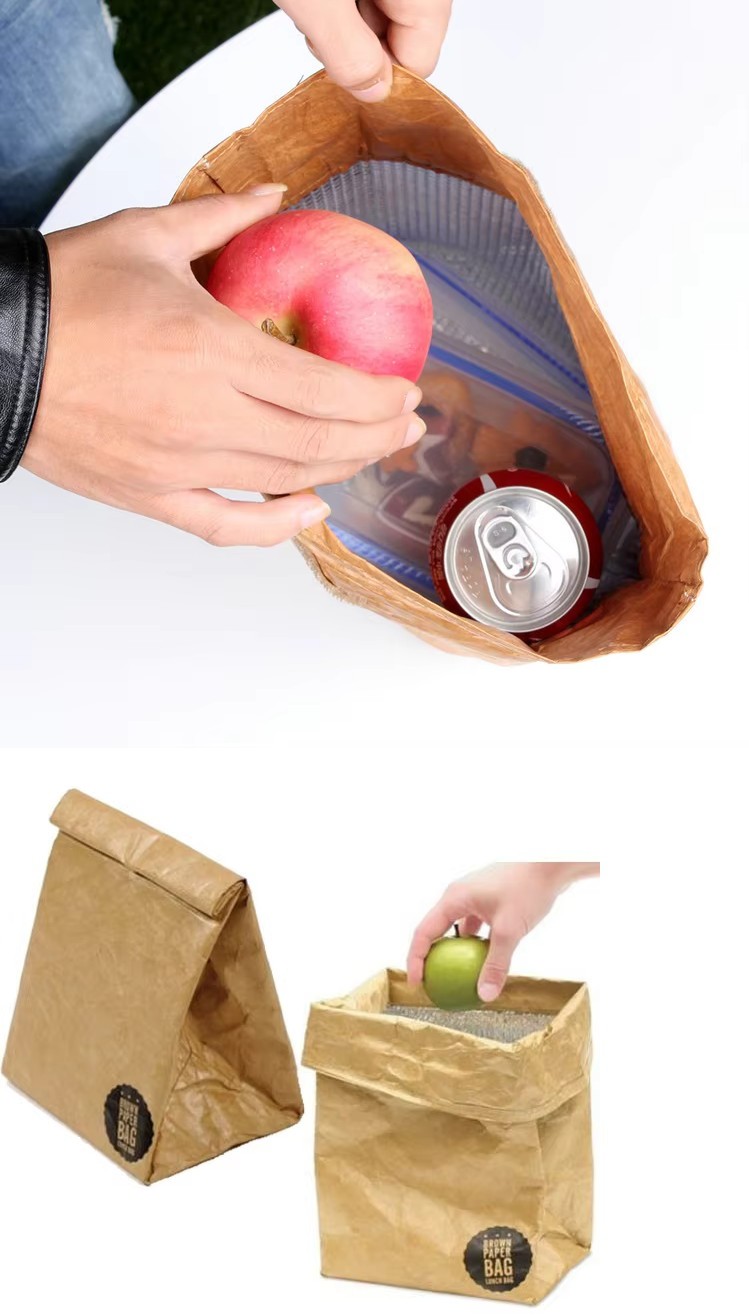 Custom kraft paper insulated bag for cafe takeout meals drinks and bakery packaging Custom kraft paper insulated bag for cafe takeout meals drinks and bakery packaging