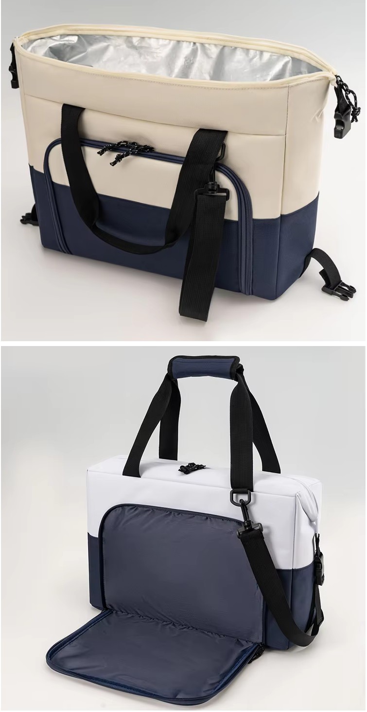 Collapsible cooler tote material structure with Oxford fabric EPE foam and aluminum film lining Collapsible cooler tote material structure with Oxford fabric EPE foam and aluminum film lining