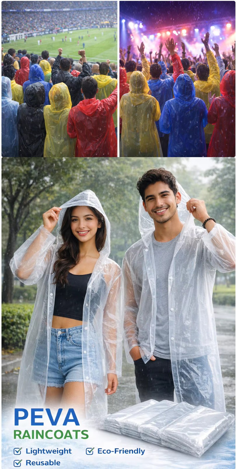 Adult EVA rain poncho for festivals camping travel and outdoor rainy day use Adult EVA rain poncho for festivals camping travel and outdoor rainy day use