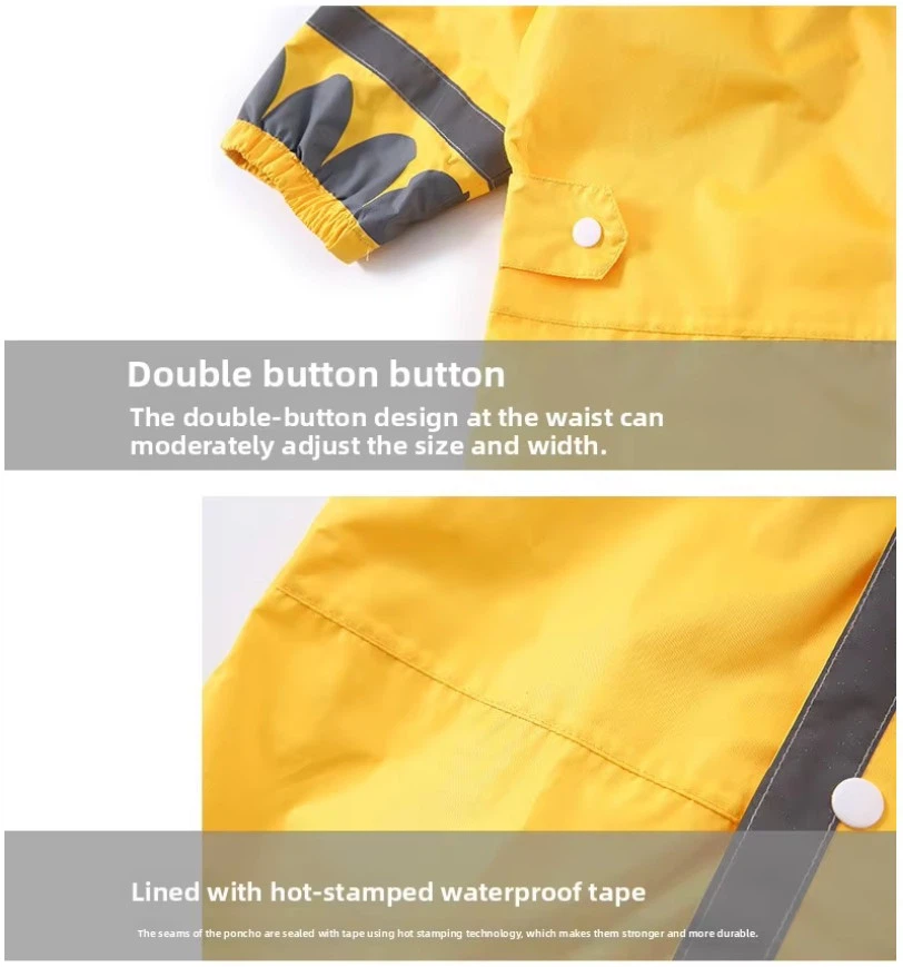 Children rain coverall with hood zipper and waterproof polyester fabric for bulk orders Children rain coverall with hood zipper and waterproof polyester fabric for bulk orders