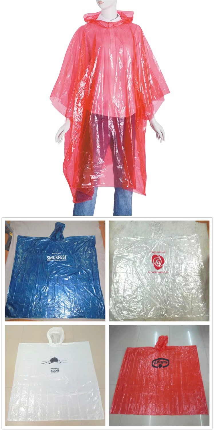 PE 0.02mm disposable rain poncho for adults with waterproof single person rainwear design PE 0.02mm disposable rain poncho for adults with waterproof single person rainwear design