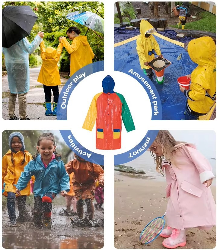 Wholesale kids EVA raincoat for outdoor activities, camping and children's rainwear retail programs Wholesale kids EVA raincoat for outdoor activities, camping and children's rainwear retail programs