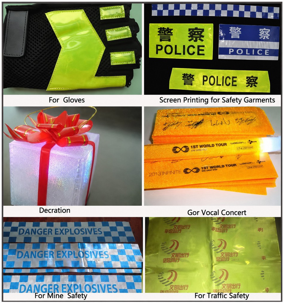 Reflective PVC sheet for PPE safety clothing life vests bags and automotive marking Reflective PVC sheet for PPE safety clothing life vests bags and automotive marking