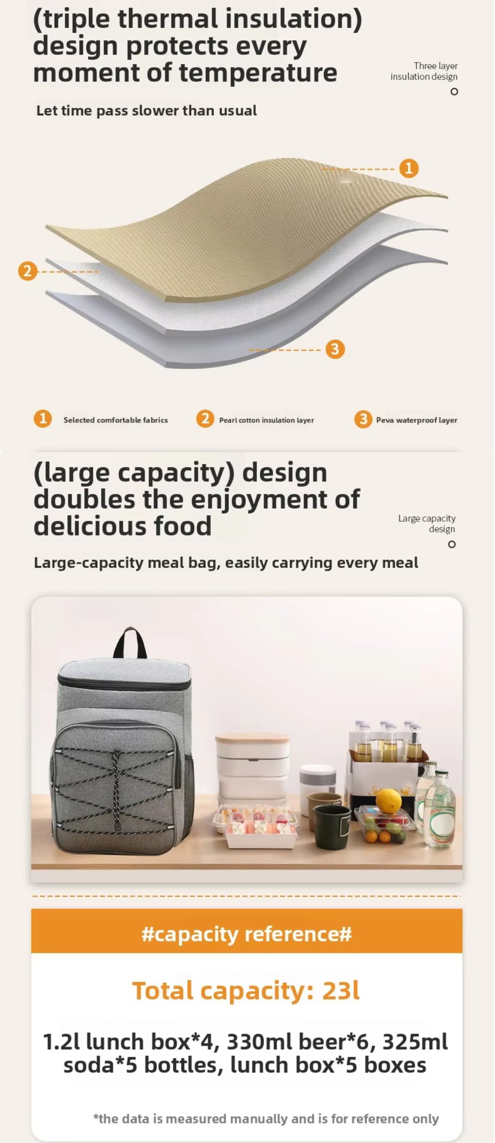 Beach cooler backpack with triple thermal insulation layer for cold drink and food storage Beach cooler backpack with triple thermal insulation layer for cold drink and food storage