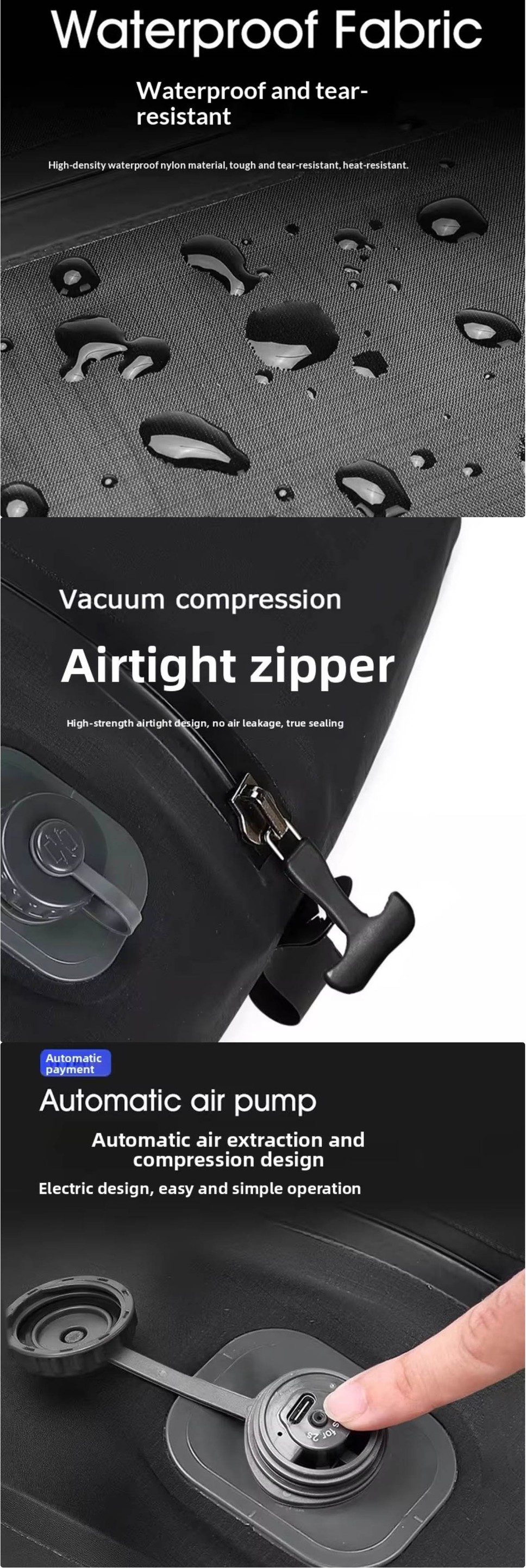 Microfiber synthetic leather vacuum storage bag with waterproof surface and air-exhaust valve detail Microfiber synthetic leather vacuum storage bag with waterproof surface and air-exhaust valve detail