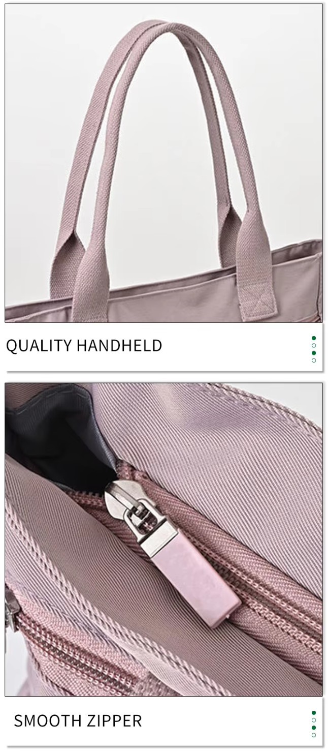 Waterproof nylon tote bag material with polyester lining and zipper closure Waterproof nylon tote bag material with polyester lining and zipper closure