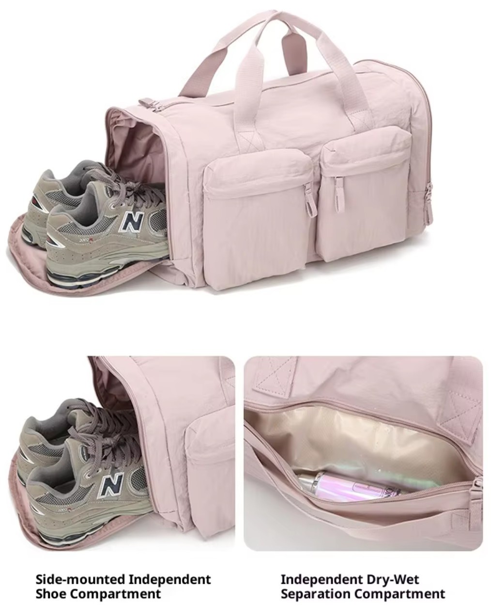 Polyester travel duffel bag with separate shoe compartment for weekend trips Polyester travel duffel bag with separate shoe compartment for weekend trips