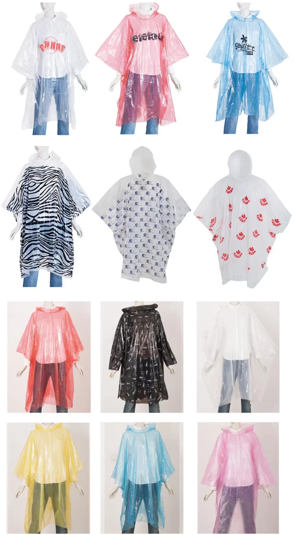 Disposable PE rain poncho for adults and children used for travel outdoor events and emergency rain protection Disposable PE rain poncho for adults and children used for travel outdoor events and emergency rain protection