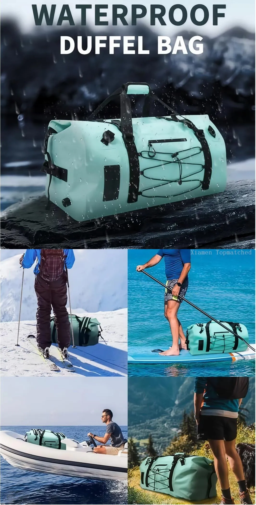 Waterproof duffel dry bag for kayaking and boating gear storage Waterproof duffel dry bag for kayaking and boating gear storage