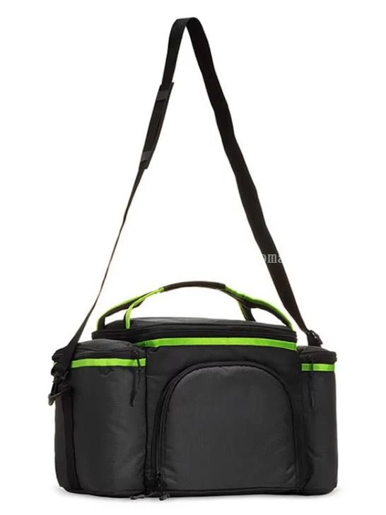 Insulated meal prep delivery bag with food containers and side bottle storage for outdoor catering use Insulated meal prep delivery bag with food containers and side bottle storage for outdoor catering use