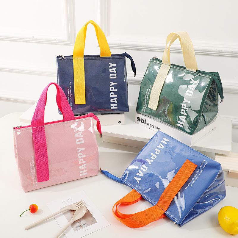 600D insulated lunch bag with transparent PVC branding panel for custom logo display 600D insulated lunch bag with transparent PVC branding panel for custom logo display