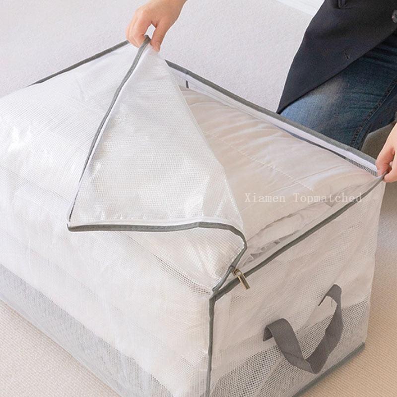 Quality control tensile test on transparent clothes storage bag seams and handles Quality control tensile test on transparent clothes storage bag seams and handles