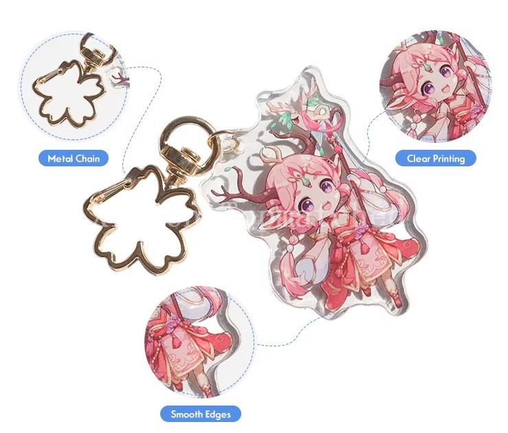 Double sided transparent cartoon acrylic charm key ring Double sided transparent cartoon acrylic charm key ring
