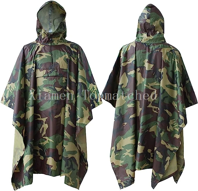 Wholesale adult camouflage poncho waterproof rain gear Wholesale adult camouflage poncho waterproof rain gear