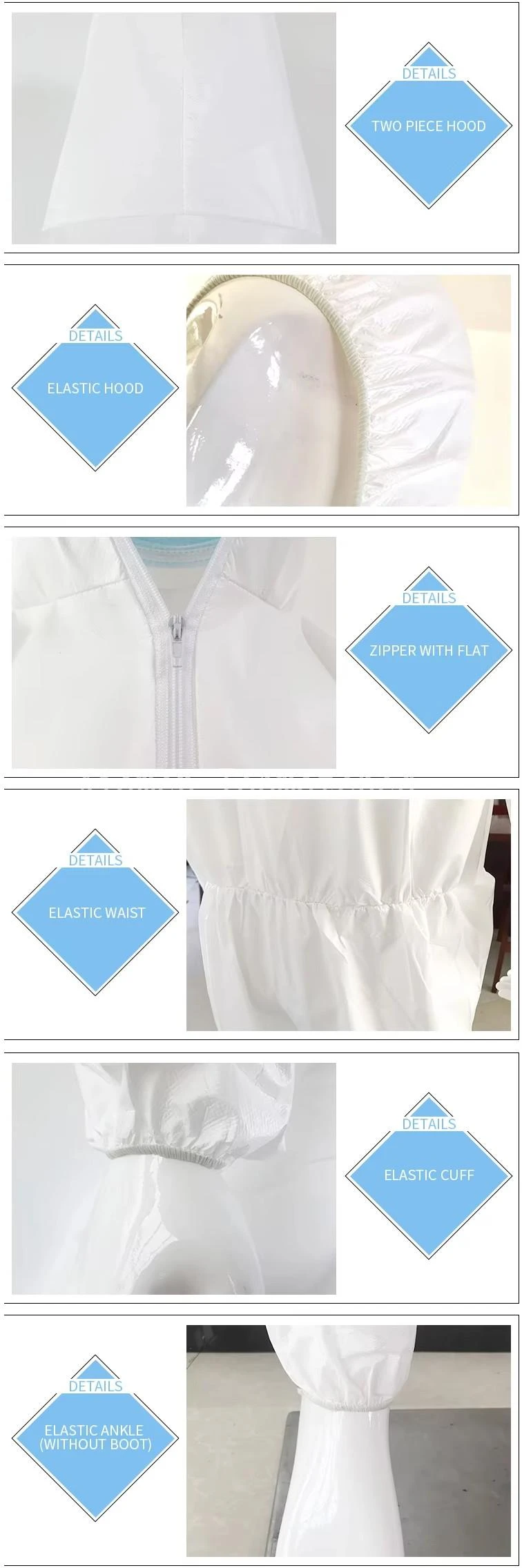 50gsm microporous PE film and PP laminated nonwoven fabric with ultrasonic welded seams 50gsm microporous PE film and PP laminated nonwoven fabric with ultrasonic welded seams