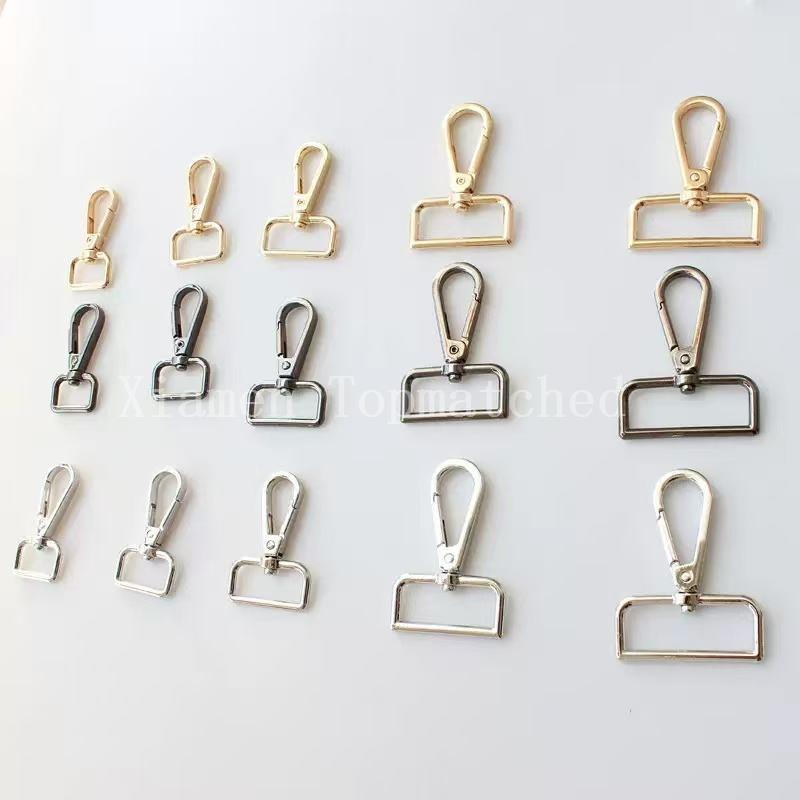 Square ring swivel snap hooks in gold silver black rose gold electroplating finishes Square ring swivel snap hooks in gold silver black rose gold electroplating finishes