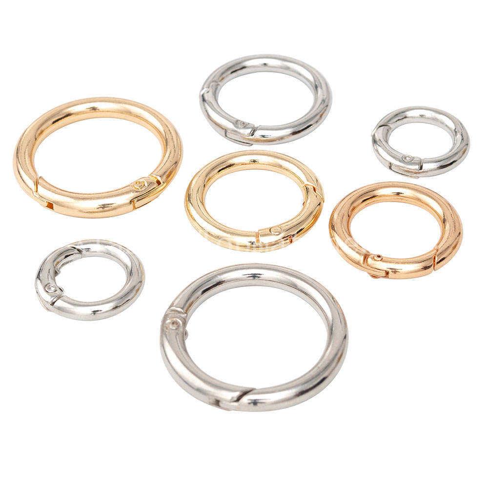 Gold and silver electroplated metal spring gate O rings for handbag hardware wholesale Gold and silver electroplated metal spring gate O rings for handbag hardware wholesale