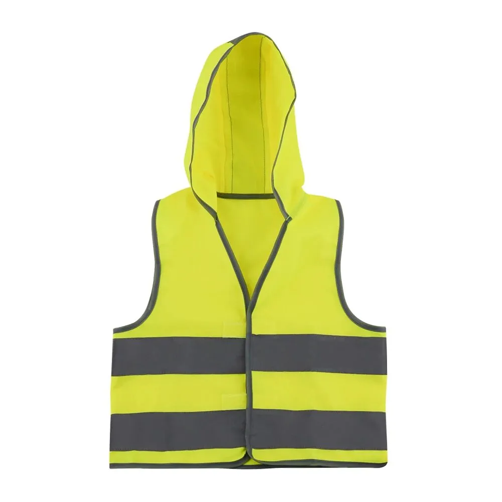 Hooded reflective safety vest for landscaping logistics road work airport warehouse and cycling use