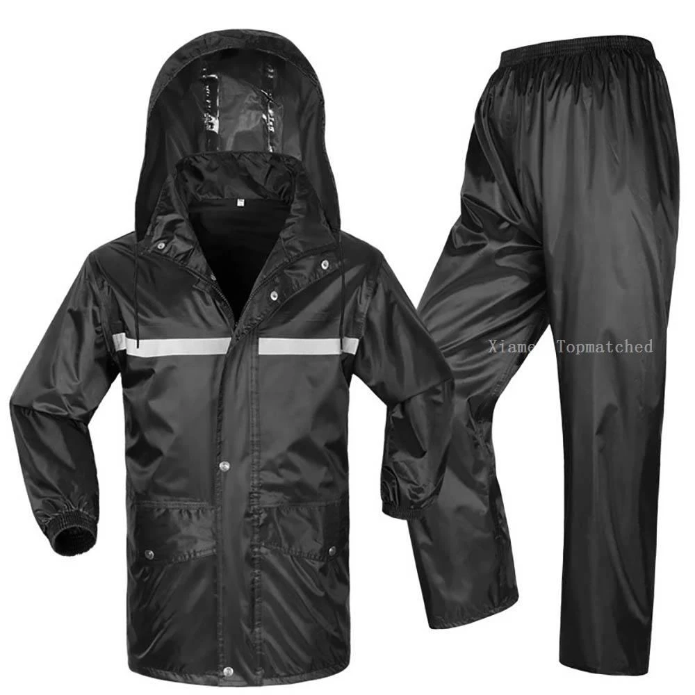 Reflective waterproof raincoat poncho for men with jacket and pants