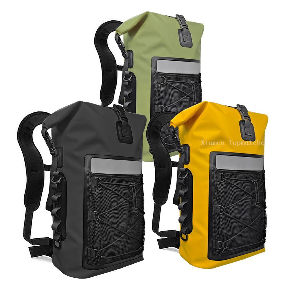 PVC dry bag backpack for outdoor adventures with roll top buckle closure PVC dry bag backpack for outdoor adventures with roll top buckle closure