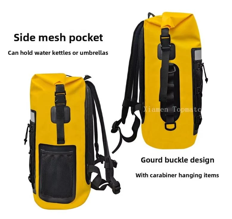 Waterproof PVC dry bag backpack with utility pocket and adjustable shoulder straps Waterproof PVC dry bag backpack with utility pocket and adjustable shoulder straps