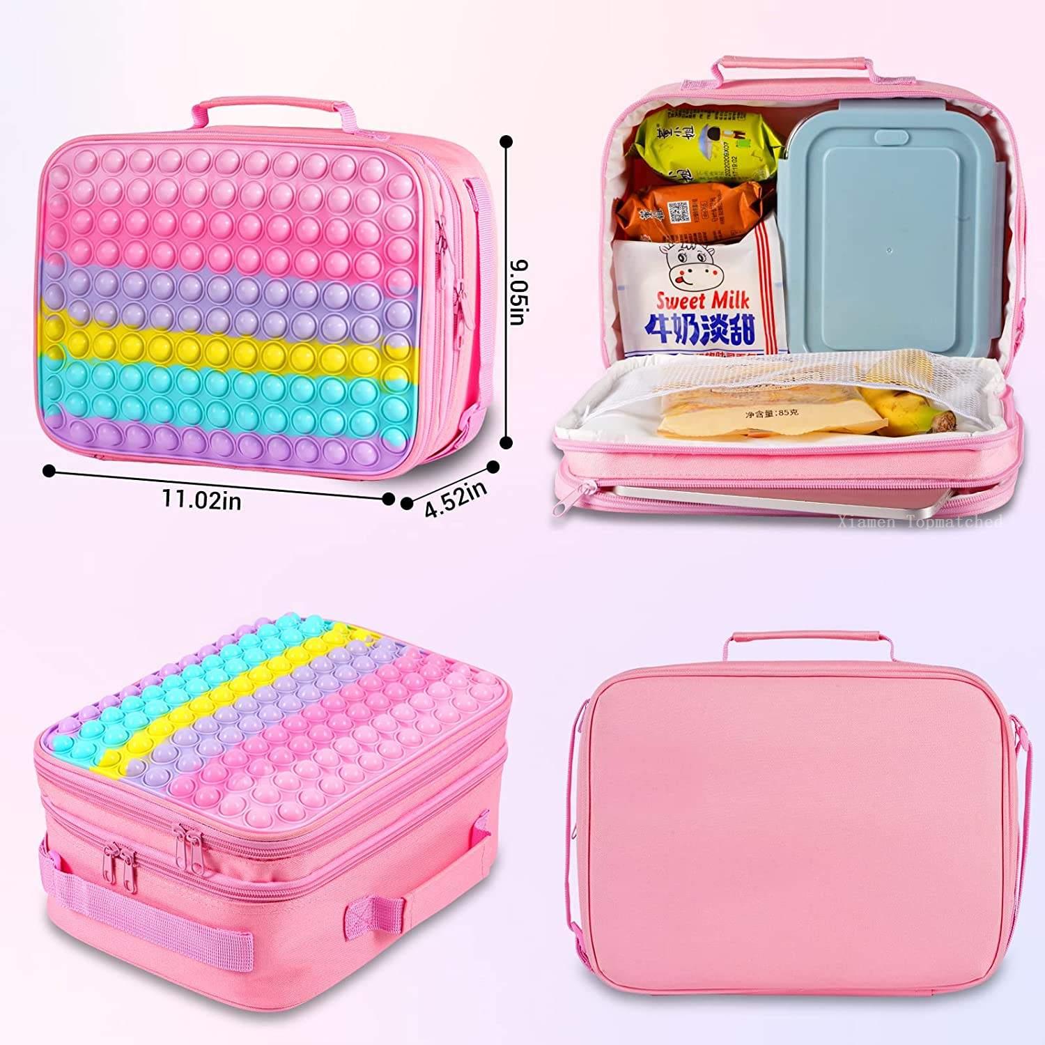 Insulated kids Pop It lunch bag with 300D fabric waterproof lining and zipper closure Insulated kids Pop It lunch bag with 300D fabric waterproof lining and zipper closure