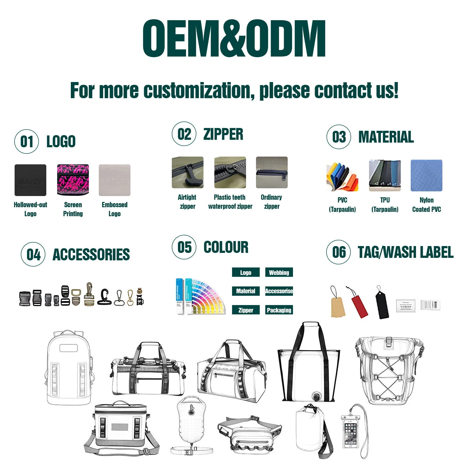 Custom motorcycle waterproof duffel bag with OEM logo zipper material accessories and color options Custom motorcycle waterproof duffel bag with OEM logo zipper material accessories and color options