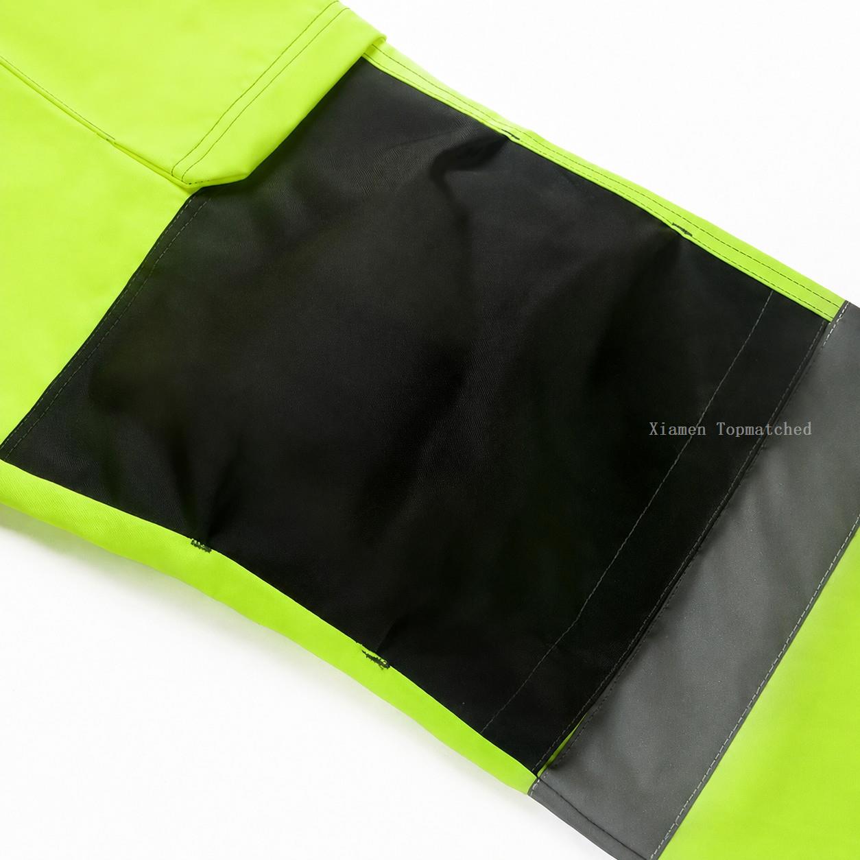 300D Oxford PU coated municipal safety work pants with reflective tape zipper and cargo pocket details 300D Oxford PU coated municipal safety work pants with reflective tape zipper and cargo pocket details