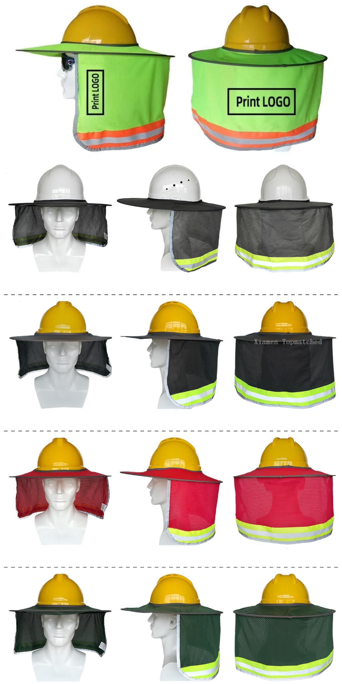 Reflective hard hat neck shade with reflective stripe for construction work helmet sun protection Reflective hard hat neck shade with reflective stripe for construction work helmet sun protection