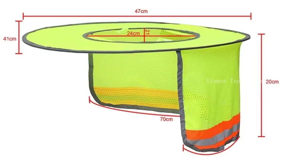 Polyester hard hat sun shade with reflective strip breathable mesh and foldable edge binding Polyester hard hat sun shade with reflective strip breathable mesh and foldable edge binding