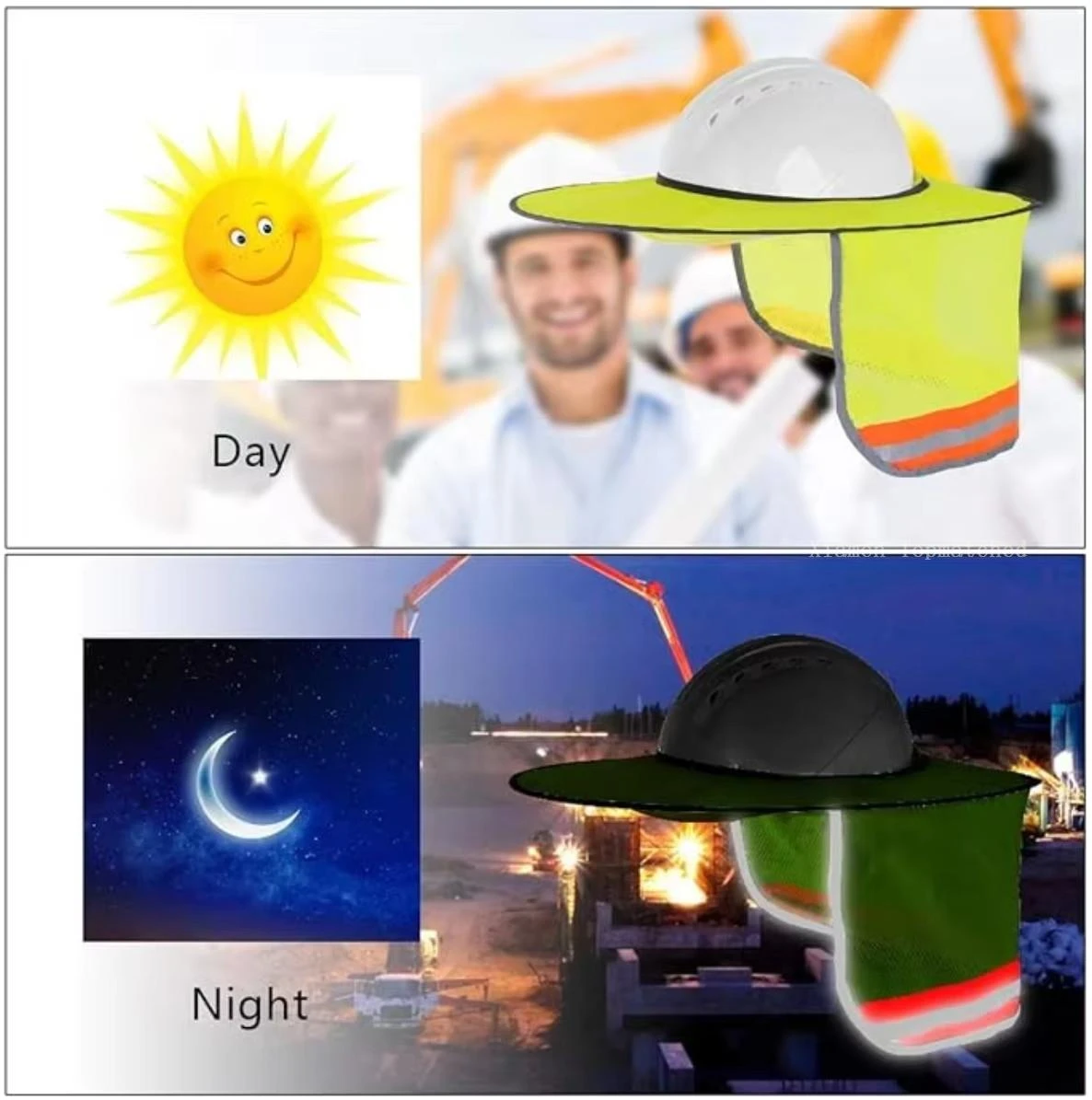 Hard hat sun shade for construction road work utility landscaping and outdoor PPE use Hard hat sun shade for construction road work utility landscaping and outdoor PPE use