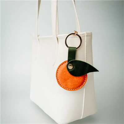 Leather Orange Keychain